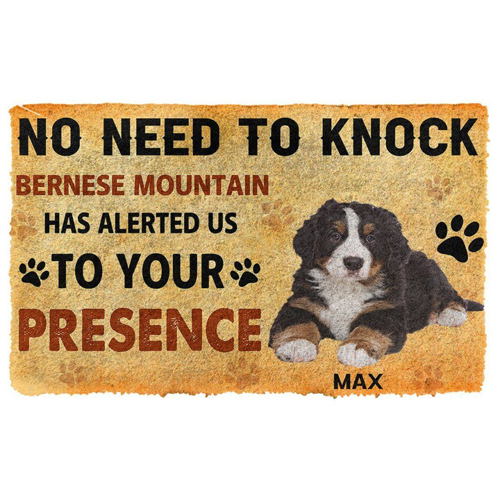 3d No Need To Knock Bernese Mountain Dog Custom Name Design Doormat Home Decor