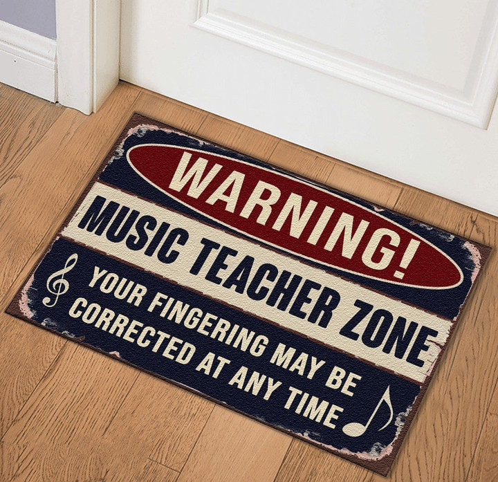 Love Music Teacher Zone Warning Design Doormat Home Decor