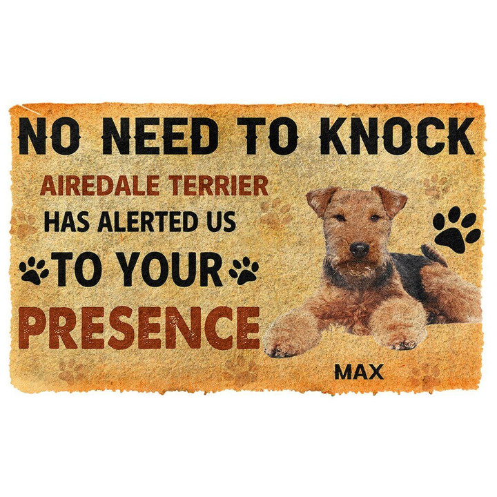 No Need To Knock Airedale Terrier Dog Custom Name Design Doormat Home Decor