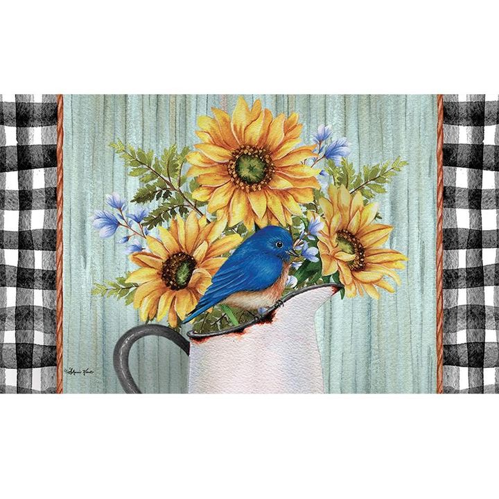 Awesome Moment Bluebirds And Sunflowers Design Doormat Home Decor