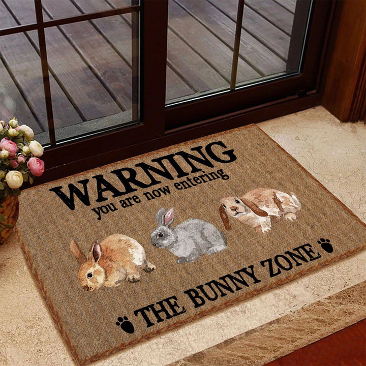 Animal Breed The Bunny Zone Warning Design Doormat Home Decor