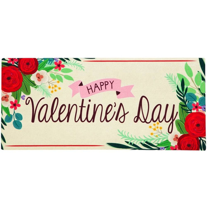 Happy Valentine's Day Floral Border Design Doormat Home Decor