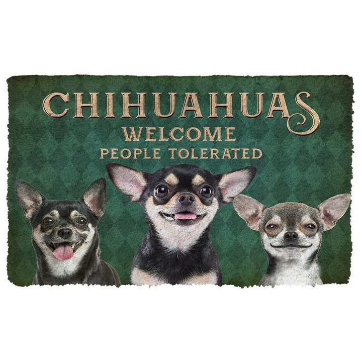 3d Dog Art Chihuahuas Welcome People Tolerated Design Doormat Home Decor