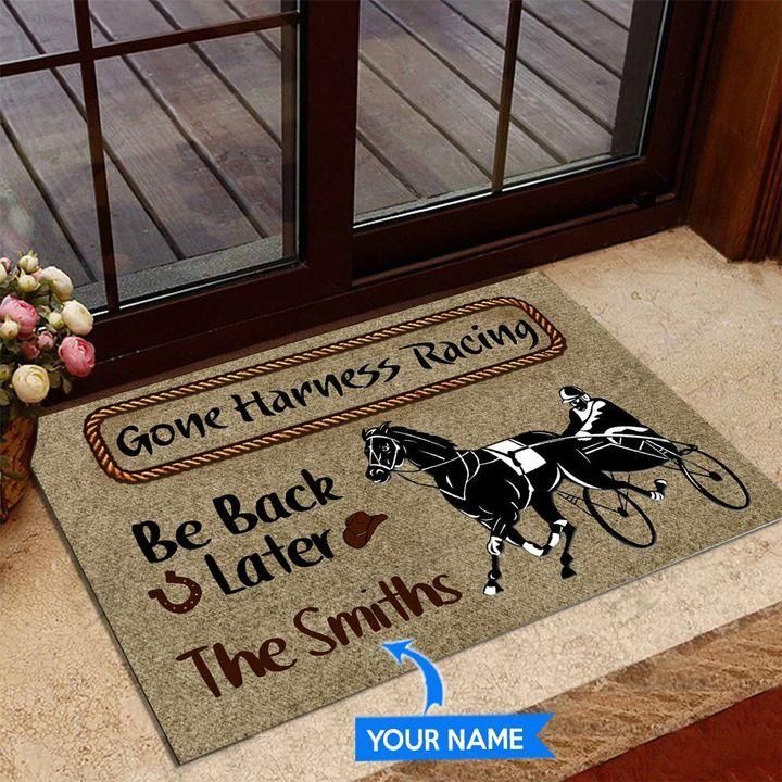 Gone Harness Racing Be Back Later Doormat Home Decor Custom Name