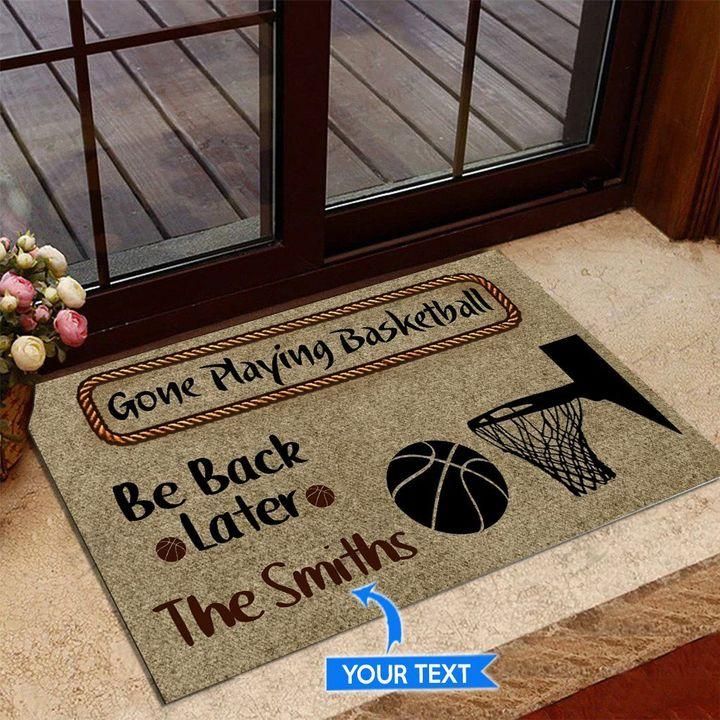 Gone Playing Basketball Be Back Later Doormat Home Decor Custom Name
