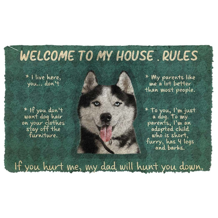 Husky Welcome To My House Rules Doormat Home Decor