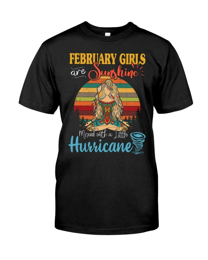 February Girl Are Sunshine With A Little Hurricane For Birthday Gift Guys Tee