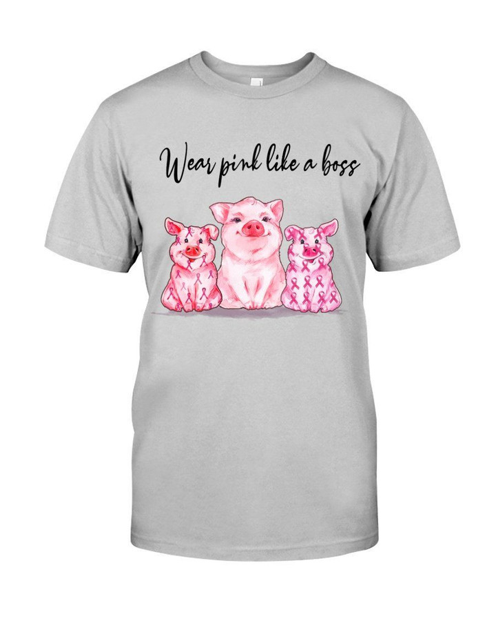 Wear Pink Like A Boss Pig Gift For Pig Lovers Guys Tee