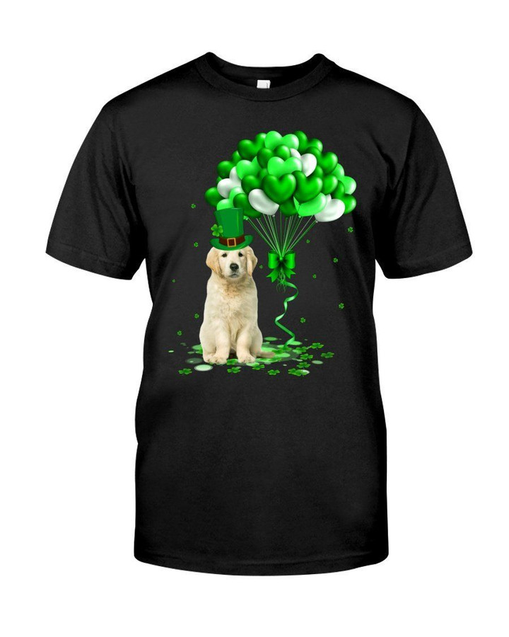 Golden Retriever Lucky Balloons St. Patrick's Day Color Changing Mug Guys Tee