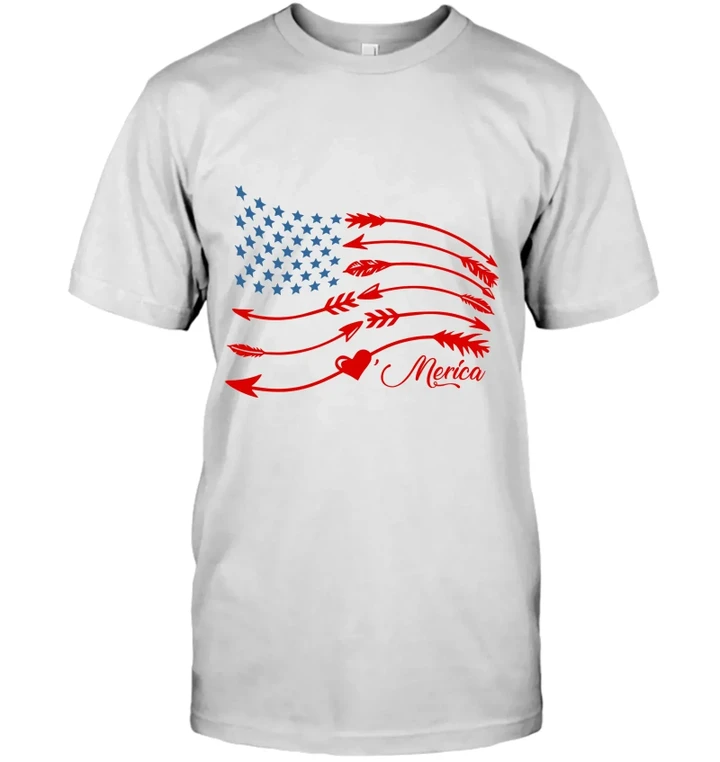 Merica Printed T-shirt 4th Of July Gift For American People