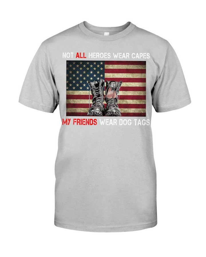 My Friends Wear Dog Tags Usa Flag Boots Gift For Men Guys Tee