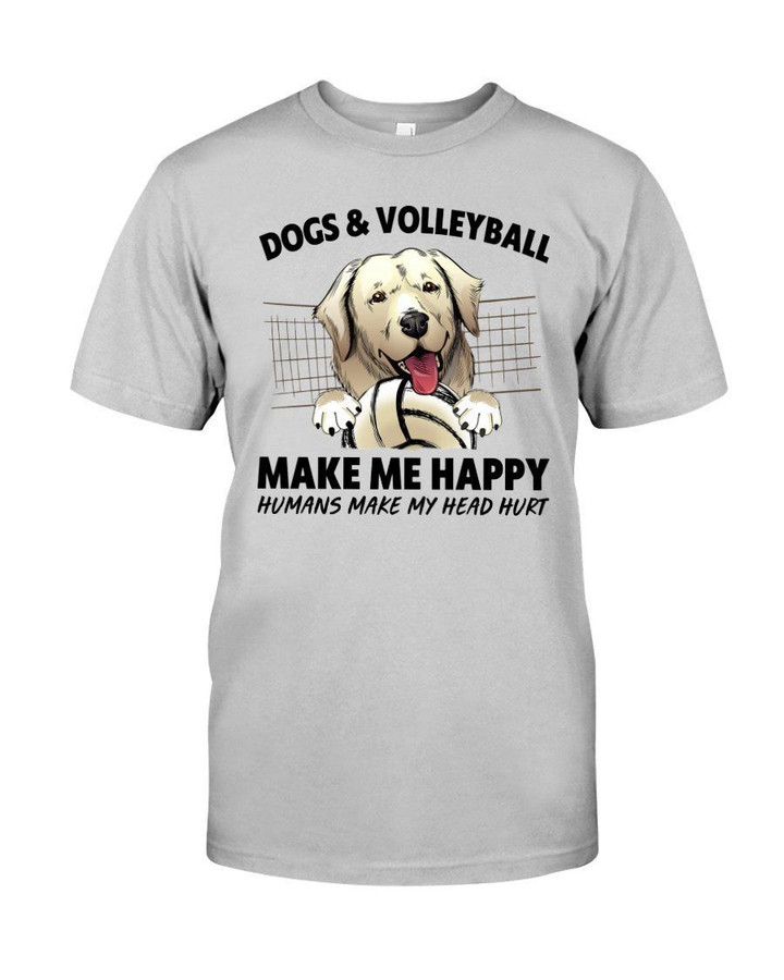 Dogs And Volleyball Make Me Happy Guys Tee