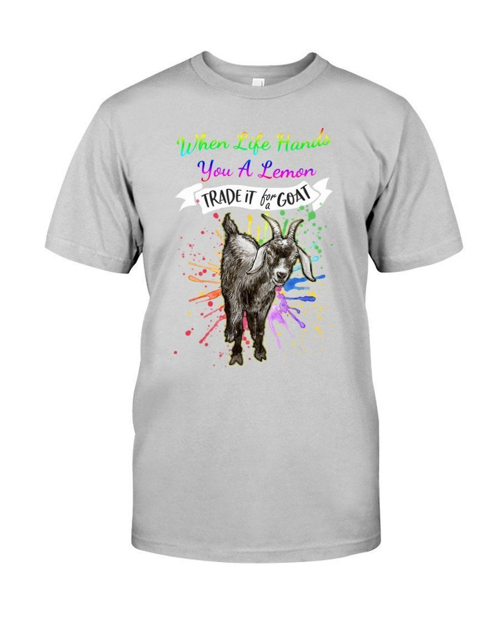 Wild Goat When Life Hands You A Lemon Green Background Guys Tee