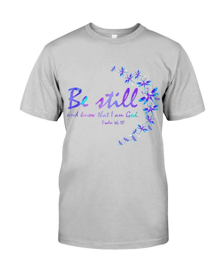 Be Still And Know That I Am God Purple Dragonfly Guys Tee