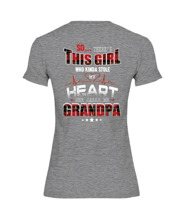 Gift For Grandpa Christmas So There's This Girl Who Kinda Stole My Heart Ladies Tee