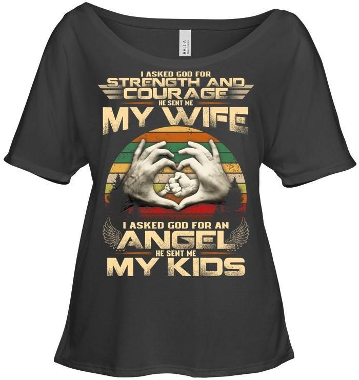 I Asked God For An Angel Gift For Family Ladies Tee
