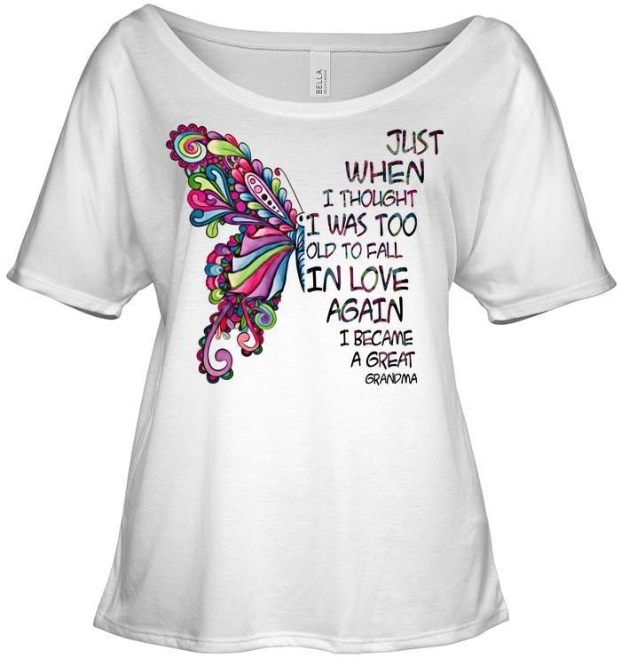 Butterfly Gift For Grandma I Became A Great Grandma Ladies Tee