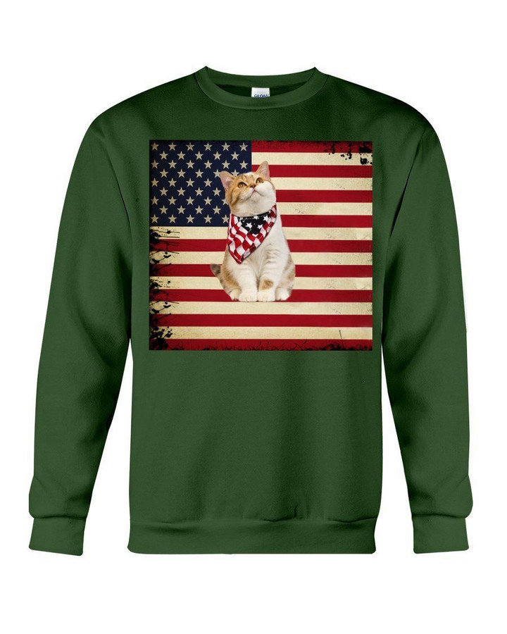 With America Flag Gift For Cat Lovers Sweatshirt