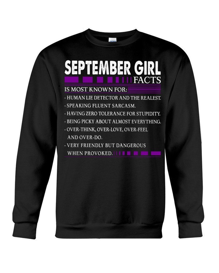 Vintage Funny September Girls Facts Very Friendly But Dangerous Sweatshirt