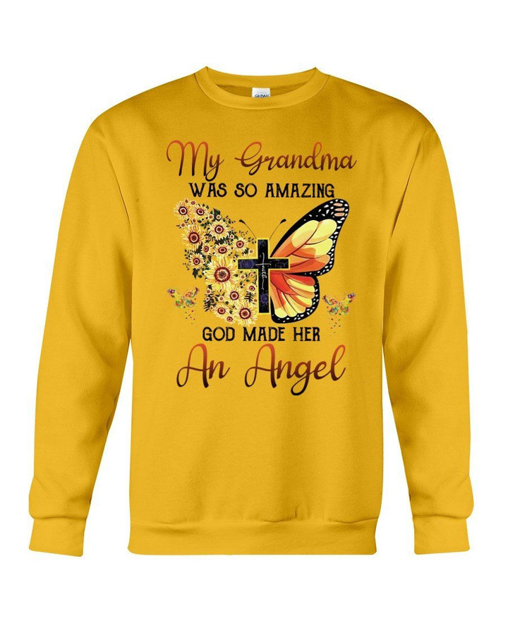 Gift For Grandma God Made Her An Angel Sunflower Butterfly Sweatshirt