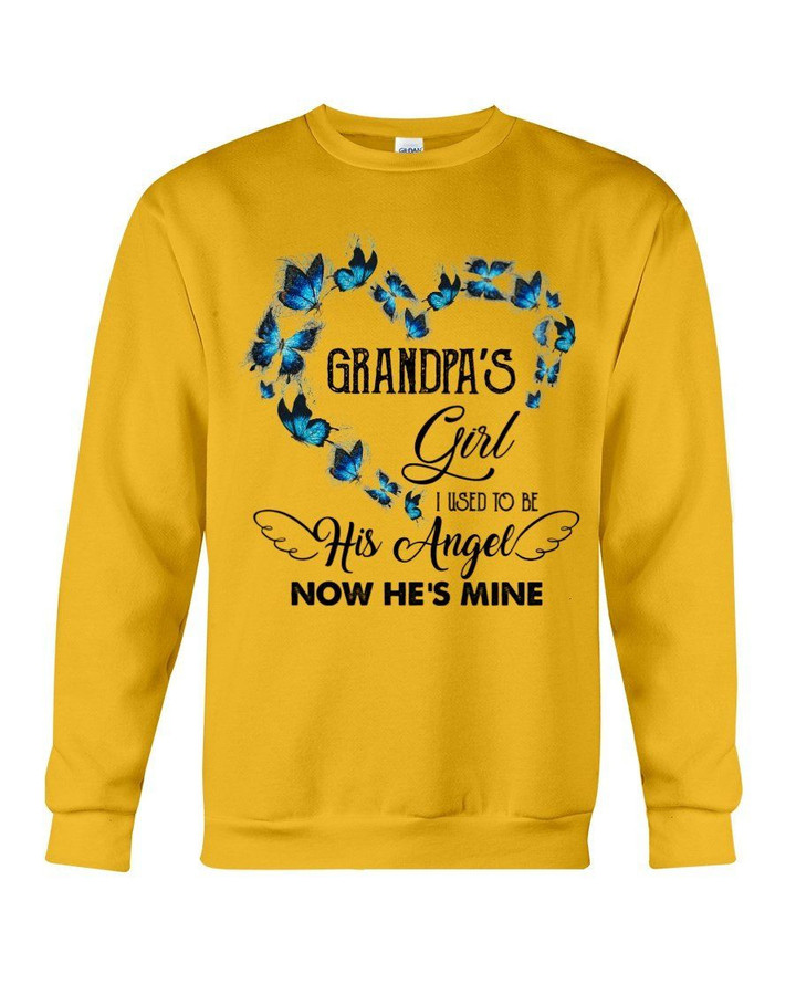 Blue Butterfly Heart Shaped Gift For Angel Grandpa I Used To Be His Angel Sweatshirt