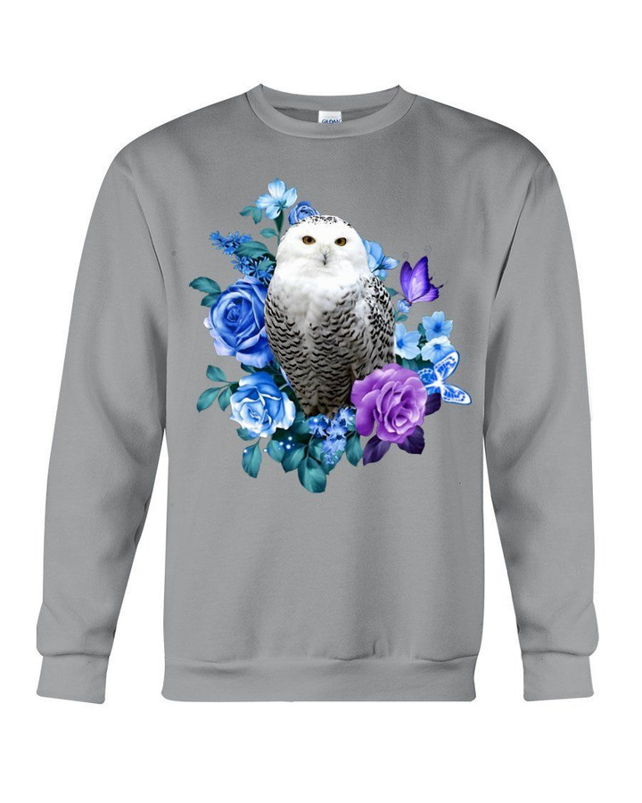 White Owl And Rose Gift For Owl Lovers Sweatshirt