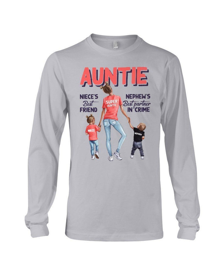 Orange Pink How Important Of Auntie For Niece And Nephew Family Gift Unisex Long Sleeve