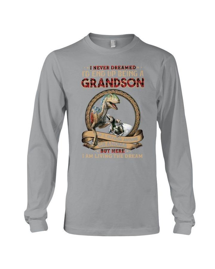 T Rex Grandson Of A Freaking Awesome Grandma Gift For Family Unisex Long Sleeve