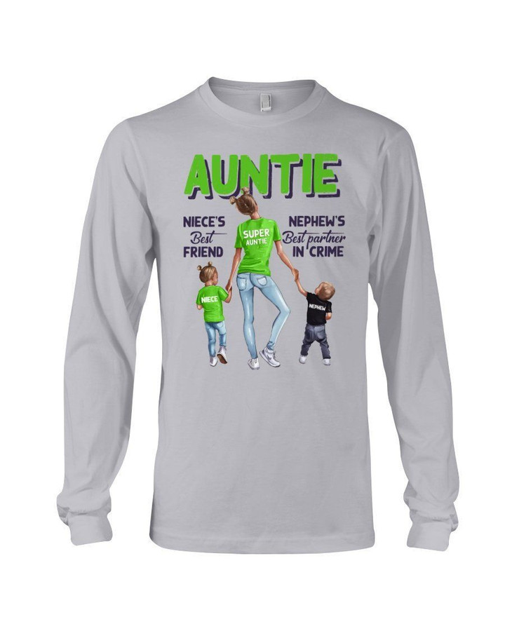 Green How Important Of Auntie For Niece And Nephew Family Gift Unisex Long Sleeve