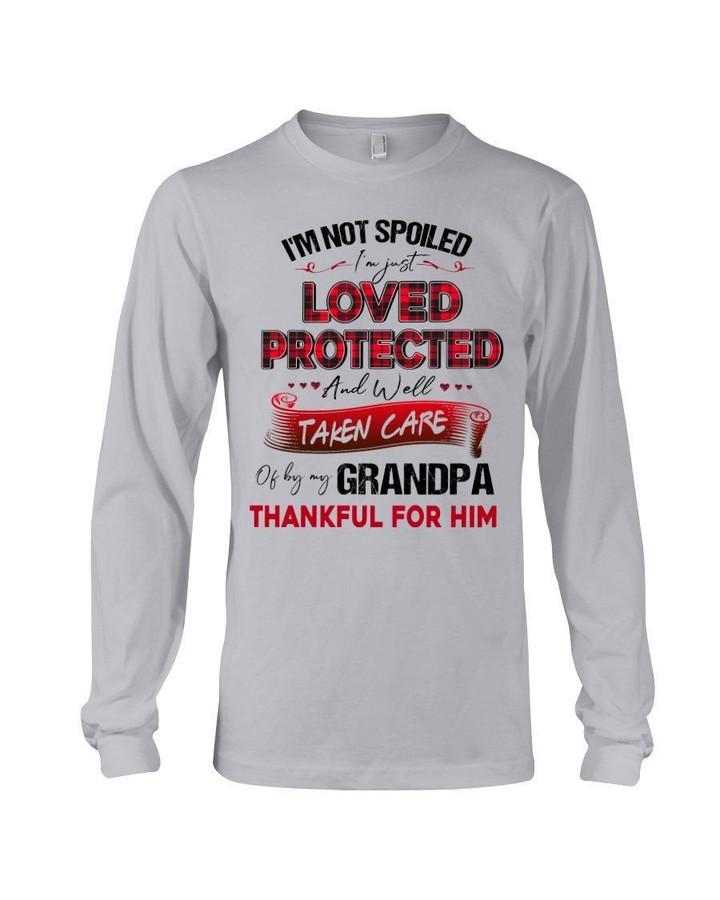 Gift For Grandpa Plaid Red I'm Just Loved Protected By Him Unisex Long Sleeve