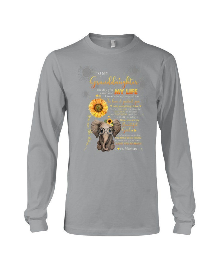 The Day You Came Into My Life Elephant Sunflower Meemaw Gift For Granddaughter Unisex Long Sleeve