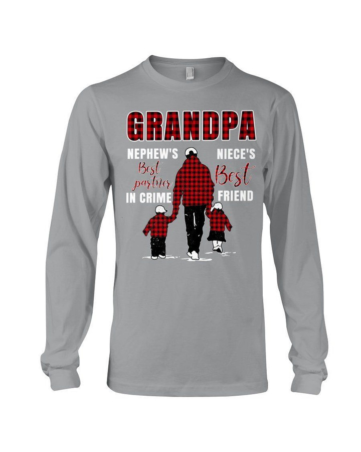 Gift For Grandpa Plaid Red Best Friend Best Partner In Crime Unisex Long Sleeve