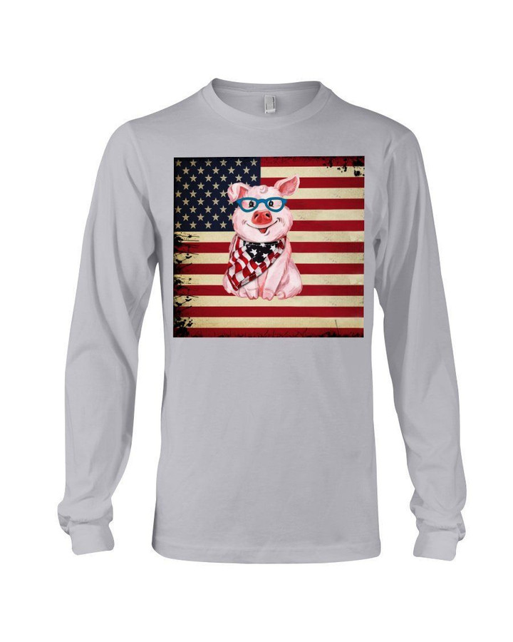With Us Flag Gift For Pig Lovers Unisex Long Sleeve