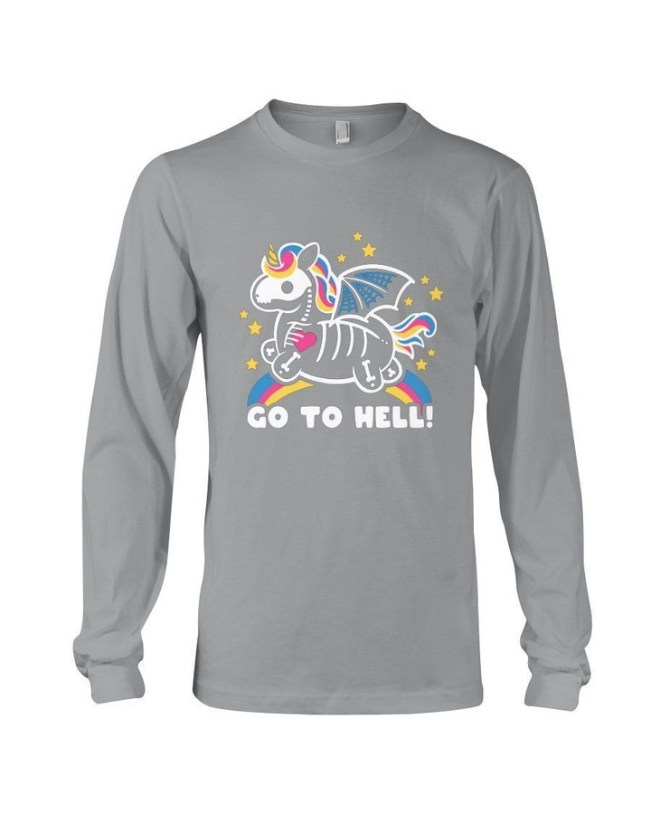 Vintage Funny Got To Hell Unicorn Gift For Friends Unisex Long Sleeve