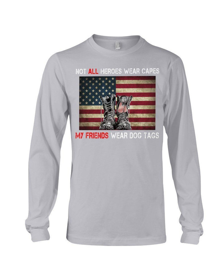My Friends Wear Dog Tags Usa Flag Boots Gift For Men Unisex Long Sleeve
