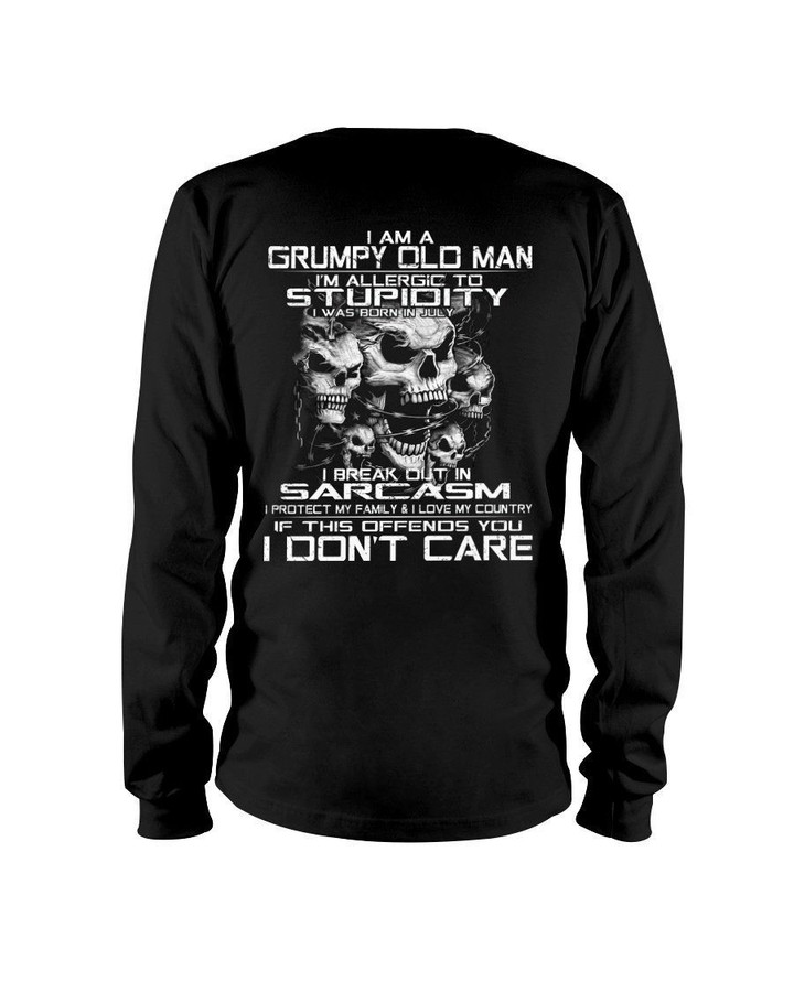 July Grumpy Old Man I'm Allergic To Stupidity For Birthday Gift Unisex Long Sleeve