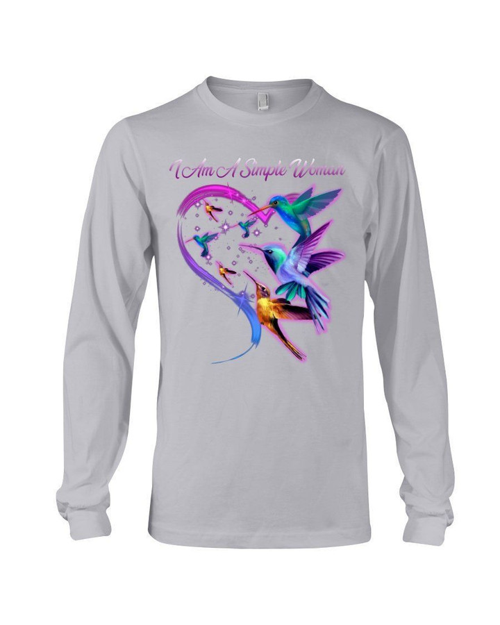 Hummingbirds Heart Shaped I Am A Simple Woman Gift For Mom Unisex Long Sleeve