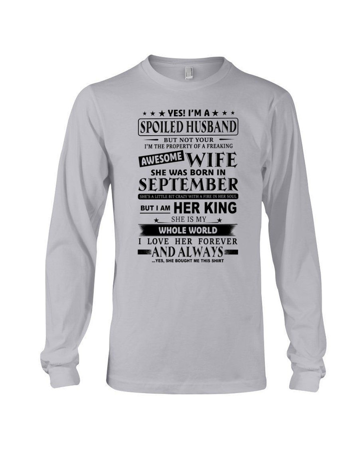 Gift For Husband I'm The Property Of A Freaking Awesome Wife Who Was Born In September Unisex Long Sleeve