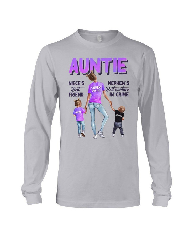 Purple How Important Of Auntie For Niece And Nephew Family Gift Unisex Long Sleeve