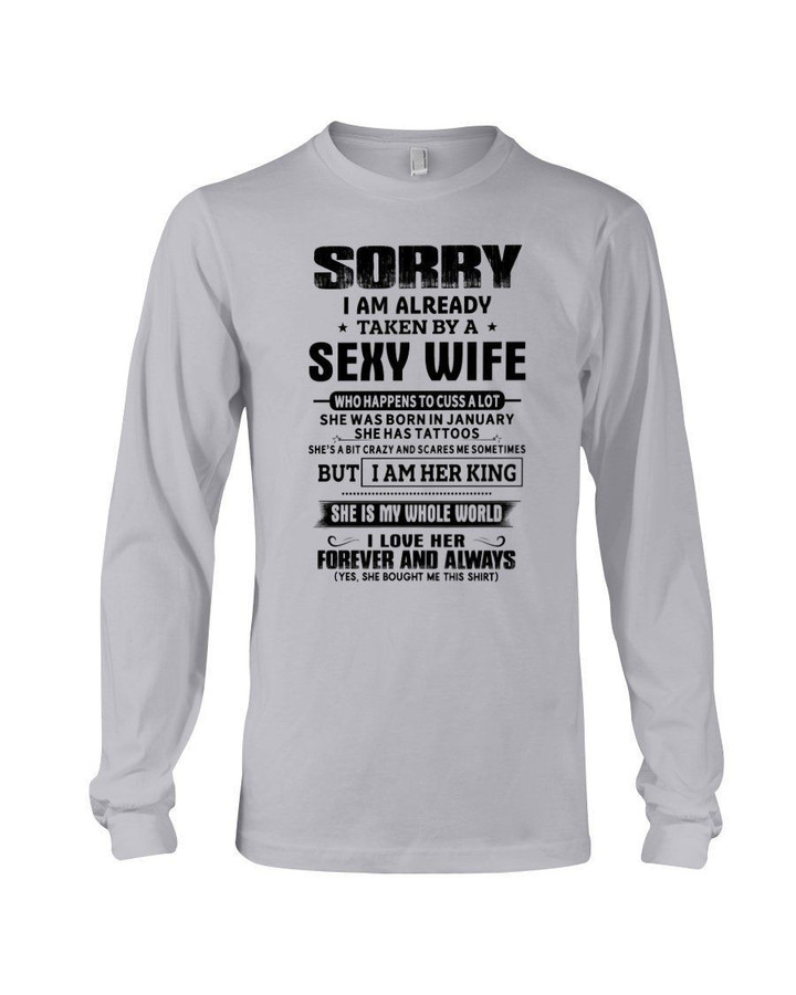Gift For Husband She Is My Whole World Who Was Born In January Unisex Long Sleeve