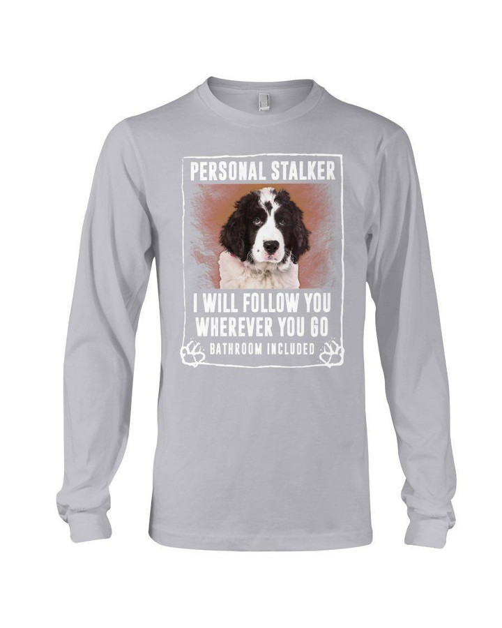 Landseer Newfie Will Follow You St. Patrick's Day Printed Unisex Long Sleeve