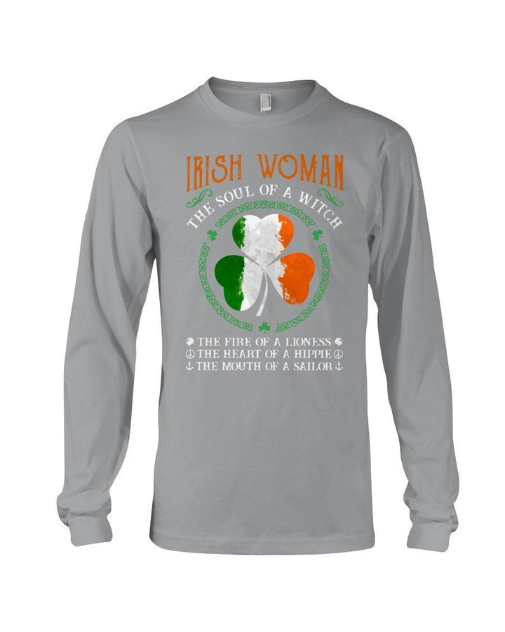 Irish Woman The Soul Of A Witch Happy St. Patrick's Day Printed Unisex Long Sleeve
