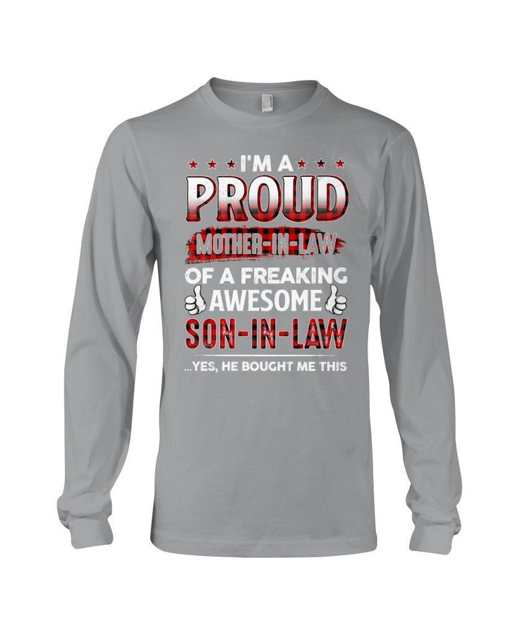 Proud Mother In Law Of Awesome Son In Law Plaid Red Family Gift Unisex Long Sleeve