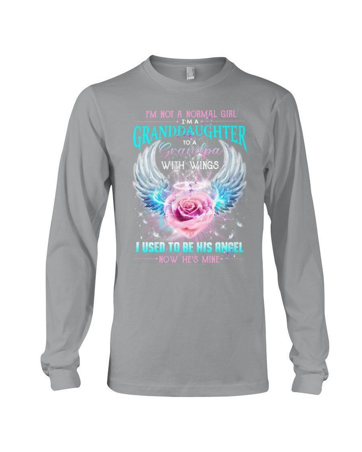 I Used To Be His Angel Pink Rose Gift For Grandpa Unisex Long Sleeve