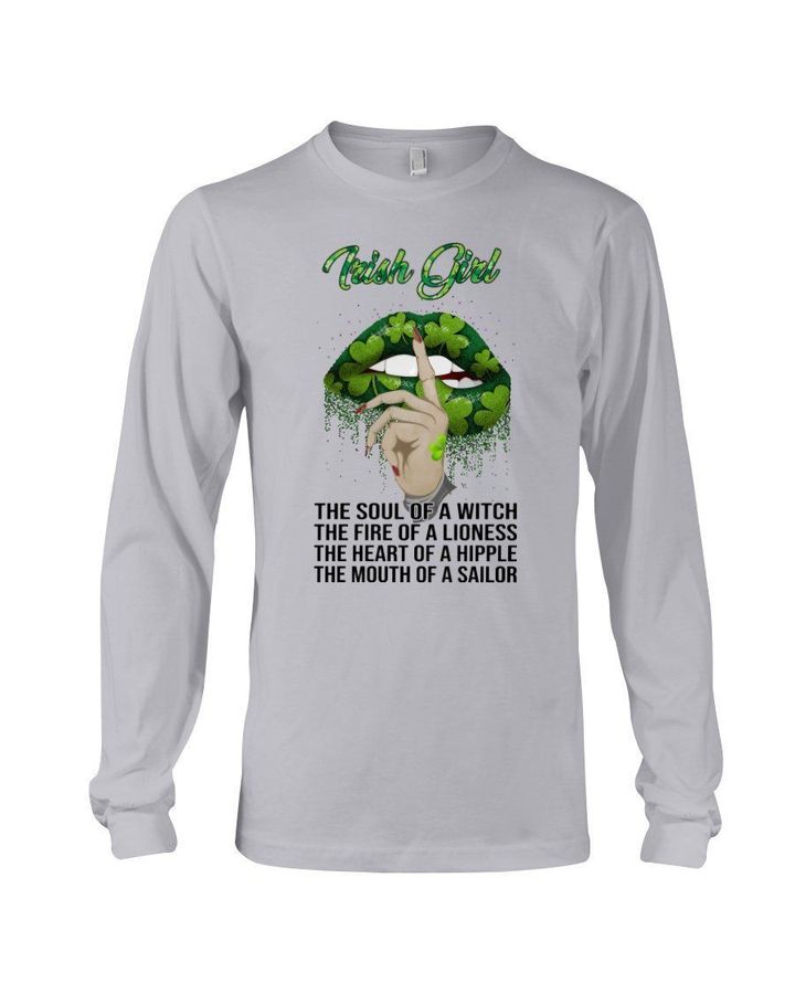 Irish Girl The Soul Of A Witch Clover Lips St Patrick's Day Gift Unisex Long Sleeve
