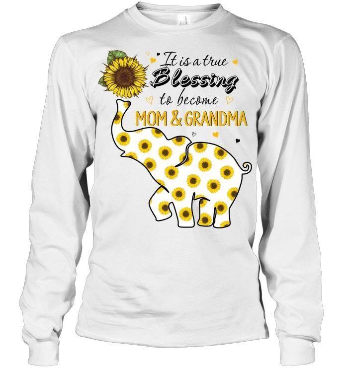Elephant Sunflower A True Blessing To Be Mom And Grandma Unisex Long Sleeve