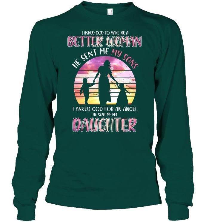 God Sent Me My Son And Daughter Retro Vintage Gift For Mom Unisex Long Sleeve