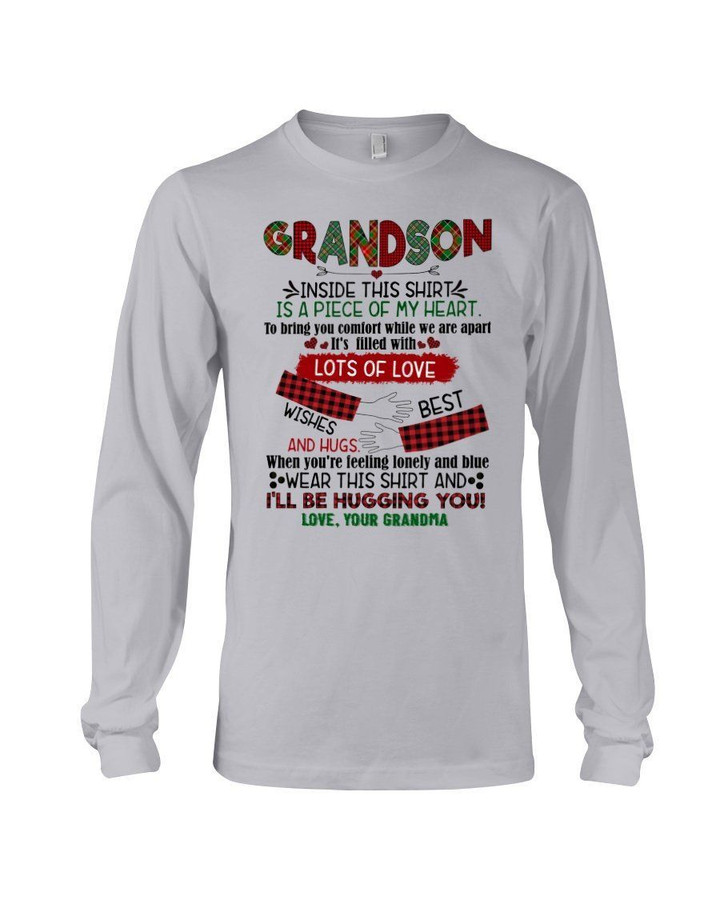 Lot Of Love Best Wishes And Hugs Plaid Design Grandma Gift For Grandson Unisex Long Sleeve