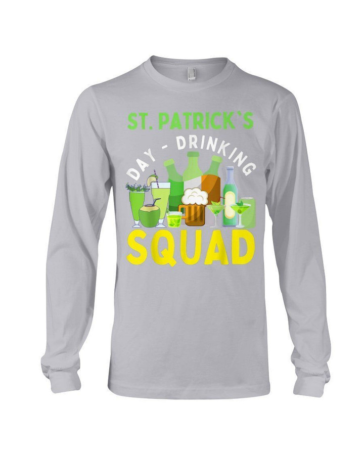 Happy St. Patrick's Day Printed Drinking Squad 2021 Irish Shamrock Unisex Long Sleeve