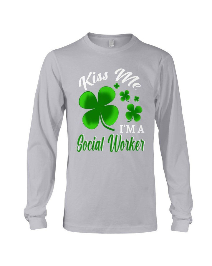 Kiss Me I'm A Social Worker Shamrock St. Patrick's Day Color Changing Unisex Long Sleeve
